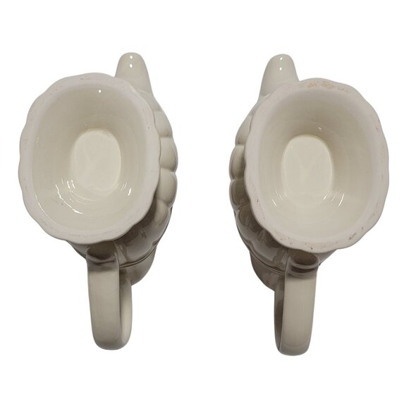 Vintage Set of 2 Art Deco Cream-Coloured Ironstone Gravy Boats - Picture 5 of 8